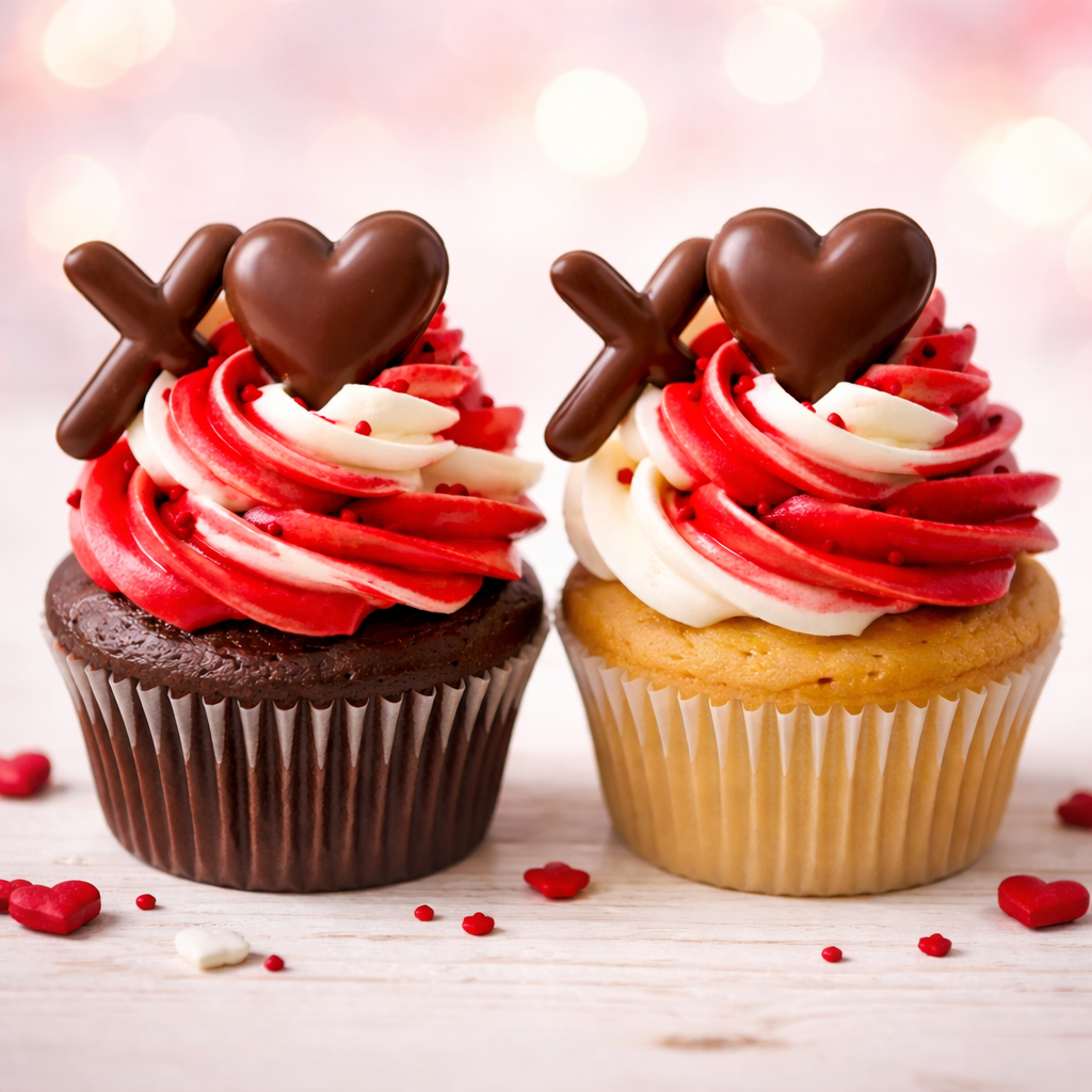Holiday Dozen Special -Valentine's Day Cupcakes with Chocolate Heart