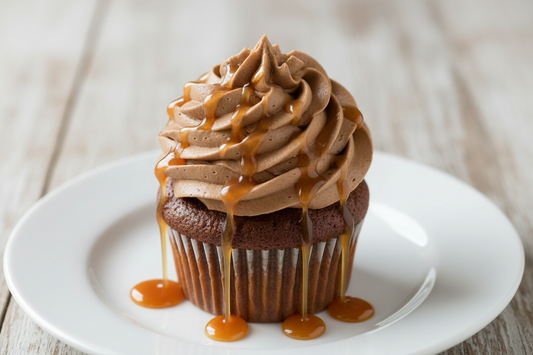 Full Coffee Cupcake with Caramel Drizzle